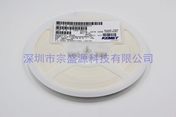 KEMET陶瓷電容 1206 6.3V 22UF C1206C226K9RACTU